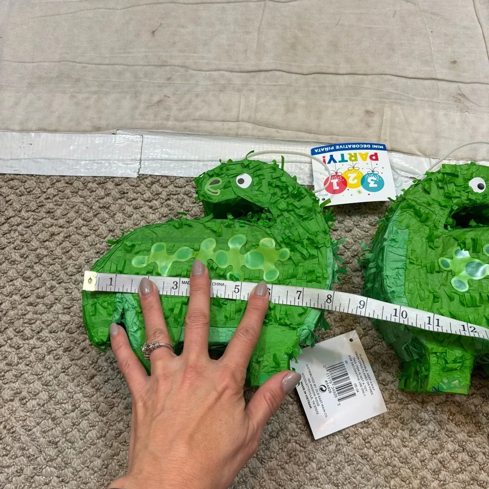 Brand new with Tags Lot of Two‎ Miniature Green Dinosaur Piñatas